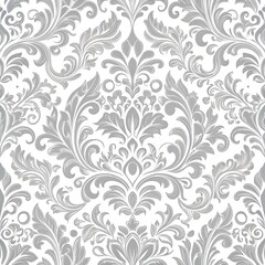 Soft Gray color Damask seamless pattern element background