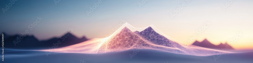 Poster conceptual depiction of triangular fractal pattern glowing softly under warm gradient lighting