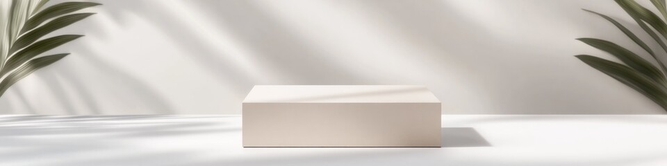 Obraz premium conceptual design of square cardboard box with matte finish placed on bright white background with soft diffused light