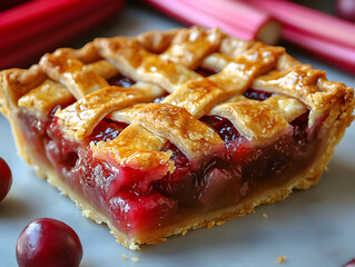Delicious Rhubarb Crumble With Golden Crumb Topping Served on a Plate