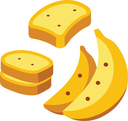 Banana bread various item vector illustration