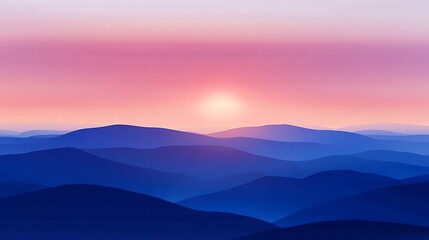 Obraz premium Serene Sunset Over Rolling Blue Mountains