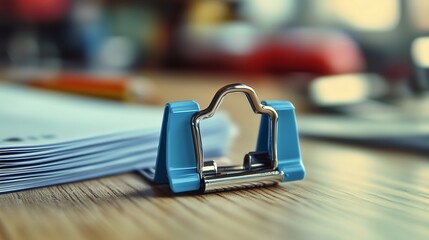 A corner of the office with a blue clip