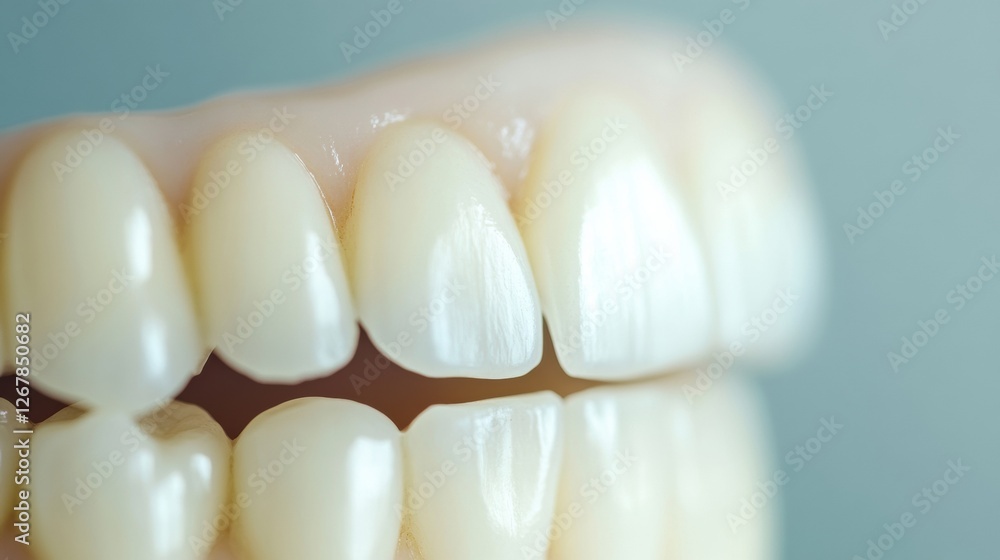 Poster Transformation of teeth through whitening process showcasing visible improvement in brightness and appearance. Generative AI