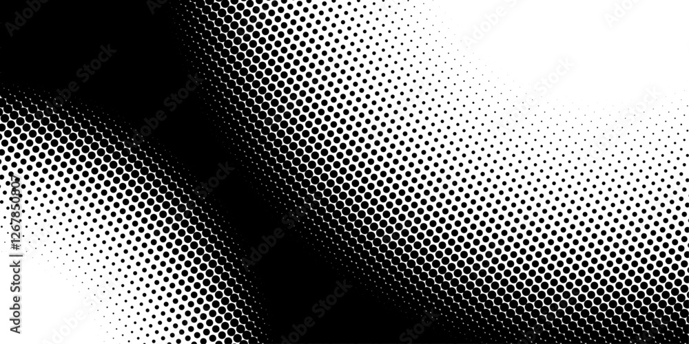 Leinwandbilder Grunge halftone gradient background pattern with a dynamic, flowing circles. Vector design element for anime or manga comic book, retro style pixelated texture banner.