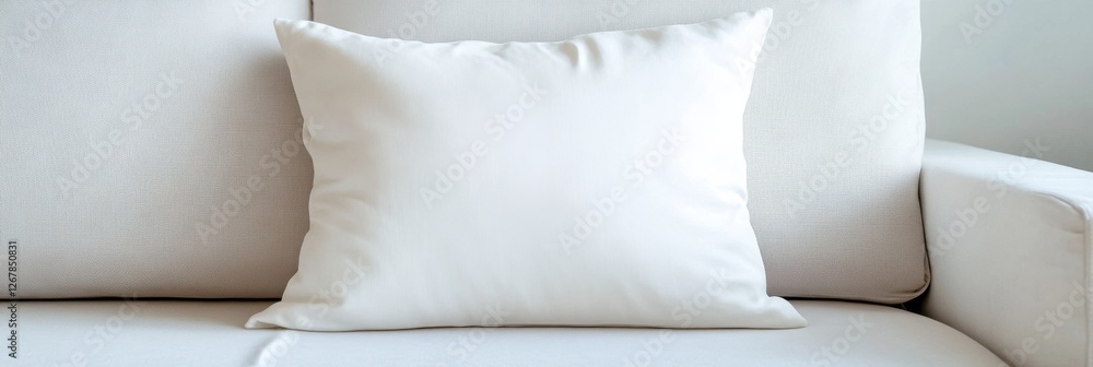 Aufkleber soft linen pillow placed elegantly on a white sofa creating a serene atmosphere with ample negative 