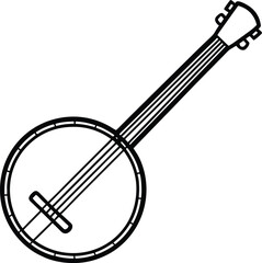 Banjo line art illustration.