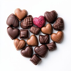 Fototapeta premium Chocolates creatively arranged in the shape of a heart