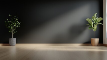 Plain Dimly Lit Room with Off-White Wall for Mockups