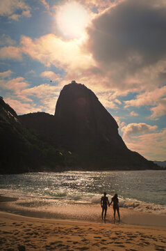 Sugar Loaf of Rio de Janeiro at dusk. A less known point of view of the Sugar Loaf of Rio de Janeiro, from the Praia Vermelha.