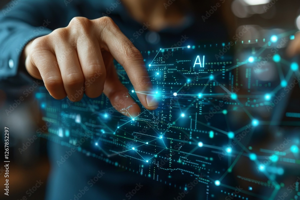 Fototapete futuristic abstract background featuring digital technology and artificial intelligence concepts