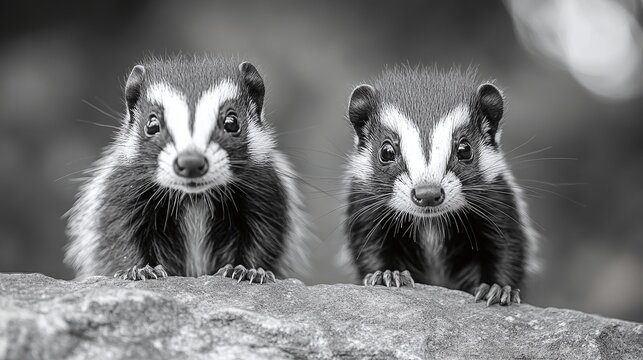 wild skunk portrait outdoors forest park striped mammal wildlife black fur white stripe small animal defensive smelly rodent species fauna natural cute furry creature