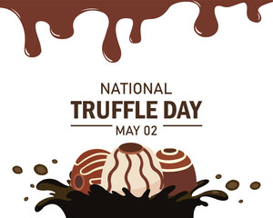 National Truffles Day stock images. Pile of chocolate truffles on a White background stock images. Truffles Day Poster, May 2. Important day