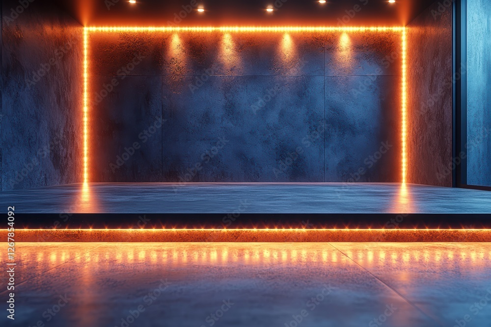 Poster smooth matte background with built-in led light creating an atmospheric display in a modern setting