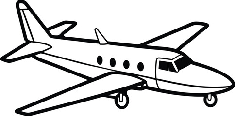 Beechcraft king air line art vector illustration