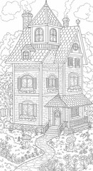 Detailed House & Home Building Design Coloring Book: Outline Sketch Doodle Illustrations with Page Drawing Elements