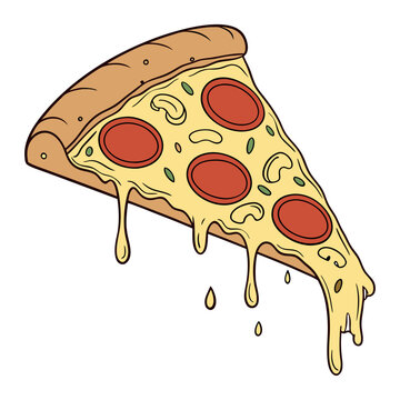 recommend clip art: slice of pizza,pepperoni pizza, Salami pizza slice. Vector clip art illustration with simple gradients. All in a single layer.