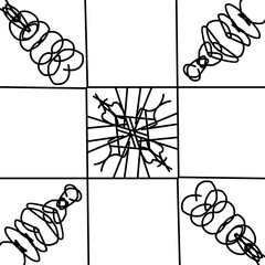 Geometric mandala with triangle elements. Abstract ornament for wallpaper and background. Black and white colors