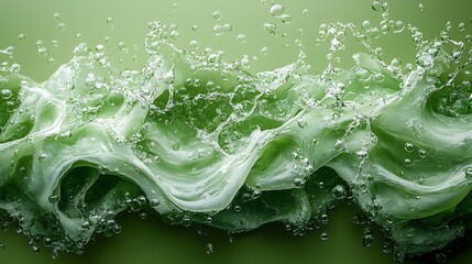 Comic book motion style water splash with dynamic green liquid effects