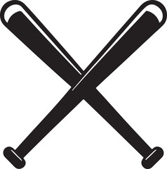 Fototapeta premium crossed baseball bat silhouette, black and white silhouette, vector and&nbsp;illustration
