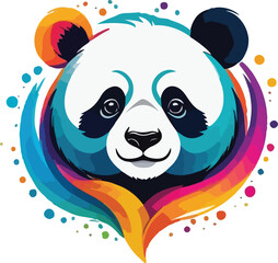 Colorful Panda Head vector design, Panda logo and icon Design, Panda Illustration vector design