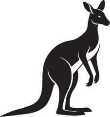 kangaroo silhouette, black and white silhouette, vector and illustration