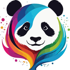 Colorful Panda Illustration vector design, Panda logo and icon Design, Panda vector design