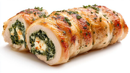 Gourmet chicken roulade with spinach and cheese filling for culinary inspiration