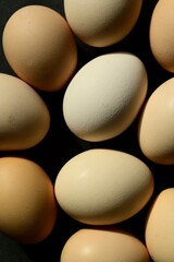 Colorful farm eggs. Abstract-art composition of eggs.