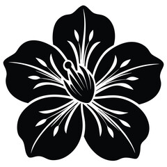 Hibiscus black and white flower vector