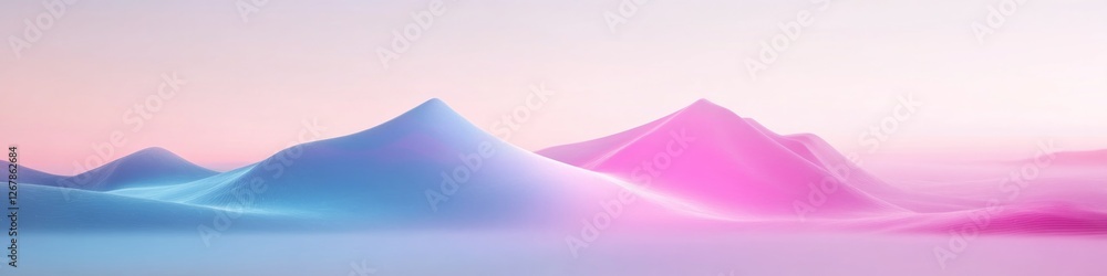 Aufkleber surreal representation of angular forms and soft flowing curves interacting in glowing gradient tone