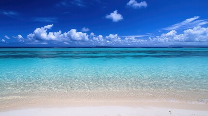 Fototapeta premium Tropical beach, clear turquoise water, idyllic scene, white sand