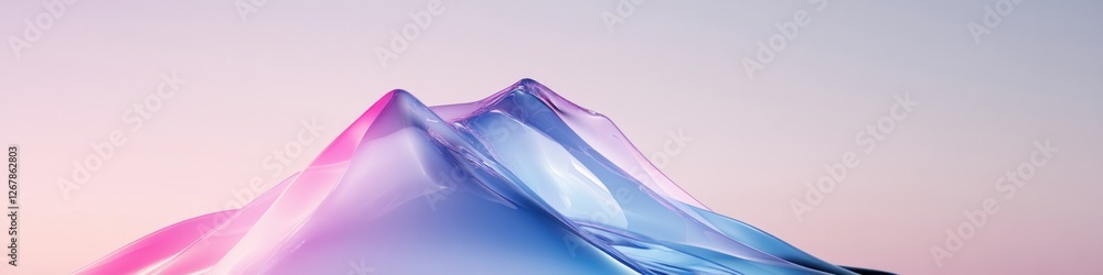 Fototapete surreal representation of angular forms and soft flowing curves interacting in glowing gradient tone