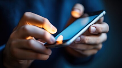 Hands using smartphone indoors