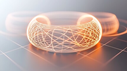 Abstract Orange Glowing Lines Sphere