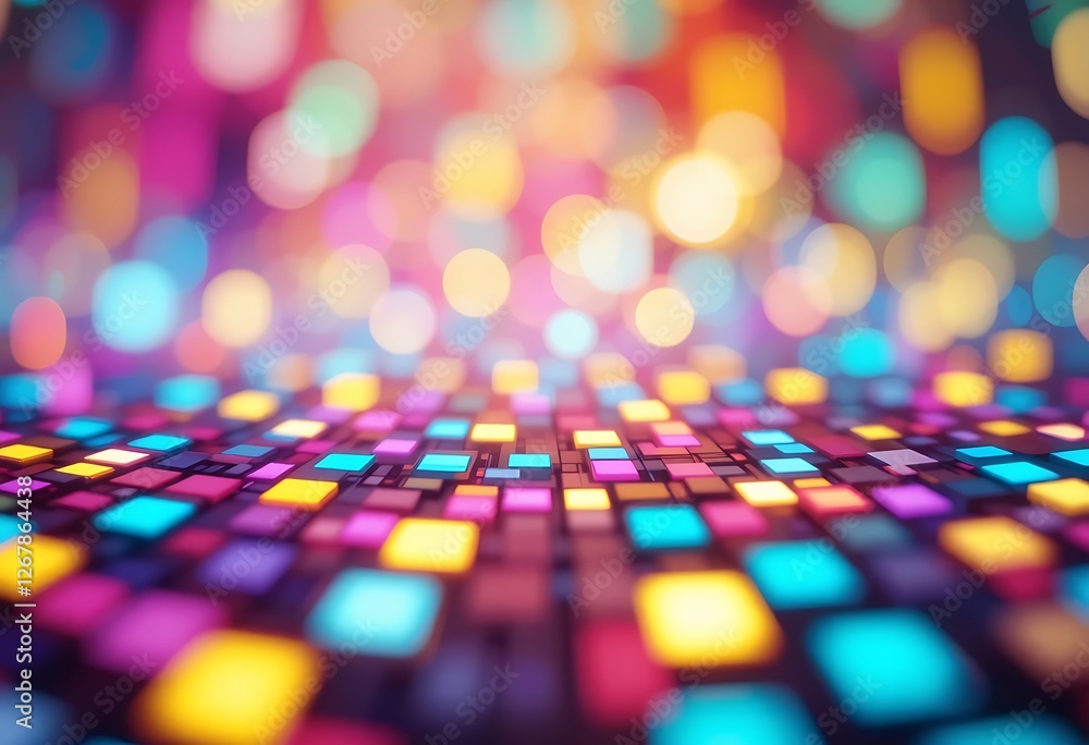 Poster abstract pastel neon rainbow pixel texture bg video screen. tv pattern background with square noise 