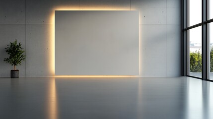 Industrial-Style Room with Blank Concrete Wall for Mockup Photography