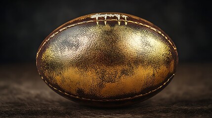 Luxurious rugby ball designed with a premium golden finish on a neutral backdrop