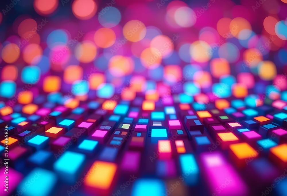 Poster abstract pastel neon rainbow pixel texture bg video screen. tv pattern background with square noise 