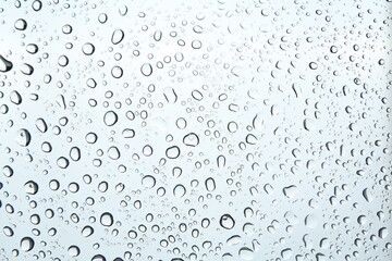 Many water drops on light glass surface, closeup