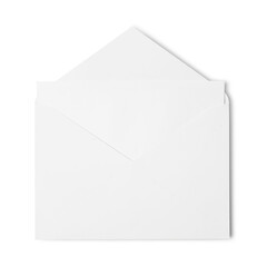 Envelope isolated on white, top view. Mockup for design