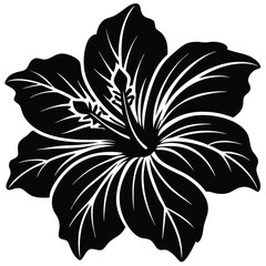 Hibiscus black and white flower vector