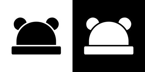 Baby hat icons vectors set in solid style.