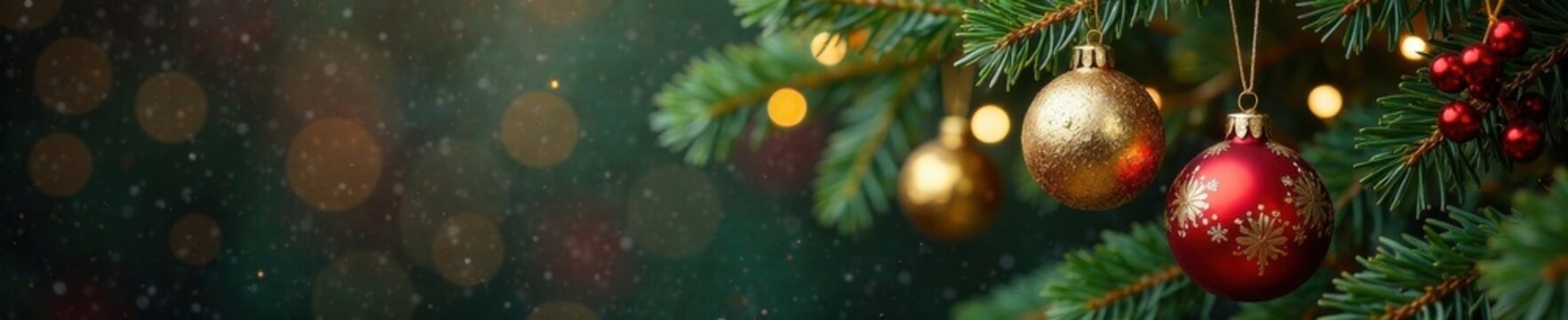 hanging christmas ornaments from a gold tree branch, branches, winter