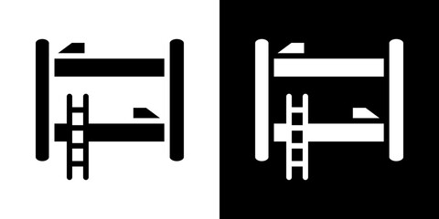 Bunk bed icons vectors set in solid style.