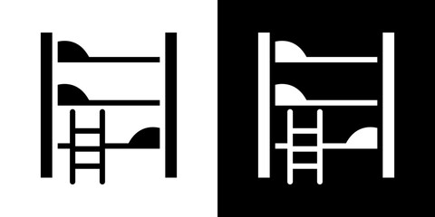 Bunk bed icons vectors set in solid style.