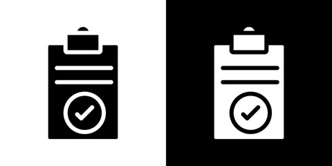 Clipboard check icons vectors set in solid style.