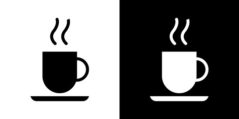 Coffee mug icons vectors set in solid style.