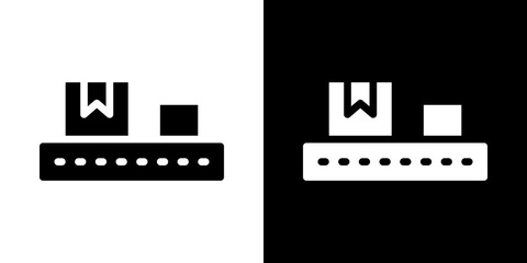 Conveyor belt icons vectors set in solid style.