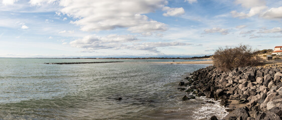 Agde, plage de la tamarissière dans l'Hérault (France)